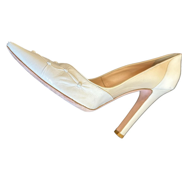 Allesandro Dell'ACQUA Cream Classic Quilted Look 4.5" Heel sz 37=6/6.5 - Picture 14 of 16